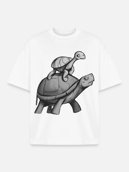 Turtle rides on turtle - Boxy Heavyweight Unisex Organic T-Shirt by Stanley/Stella - white