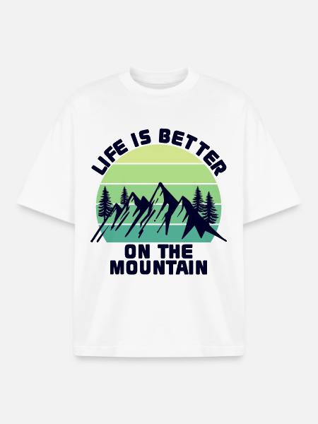 Mountain Hike Hike Hiking Mountains Statement - Boxy Heavyweight Unisex Organic T-Shirt by Stanley/Stella - white