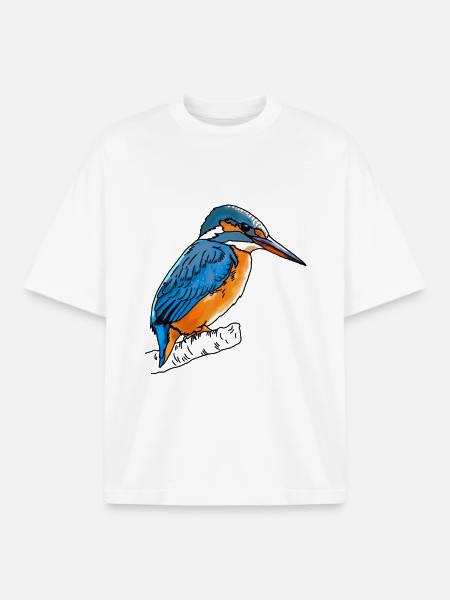 Kingfisher - Boxy Heavyweight Unisex Organic T-Shirt by Stanley/Stella - white
