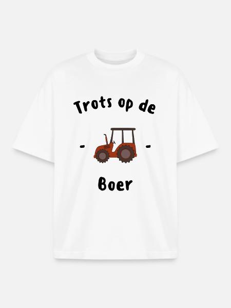 Trots op de boer - T-shirt unisexe boxy épais biologique Stanley/Stella - blanc