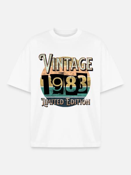 40th Birthday Vintage 1983 Edition Limitée - T-shirt unisexe boxy épais biologique Stanley/Stella - blanc