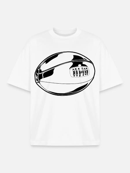 Rugby Ball Sketch - Boxy Heavyweight Unisex Organic T-Shirt by Stanley/Stella - white