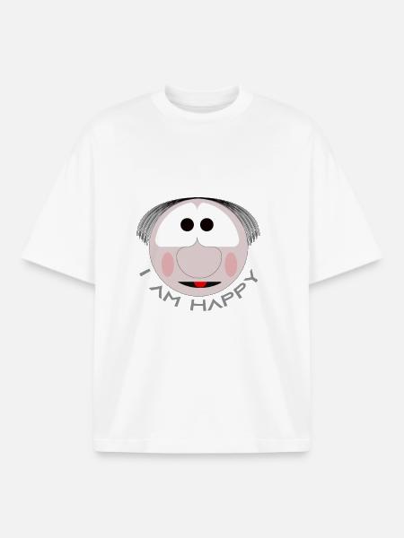 Happy - Boxy Heavyweight Unisex Organic T-Shirt by Stanley/Stella - white