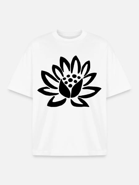 Black Lotus and Nature - Boxy Heavyweight Unisex Organic T-Shirt by Stanley/Stella - white