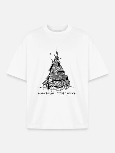 Norwegische Stabkirche - Boxy Heavyweight Unisex Organic T-Shirt von Stanley/Stella - Weiß