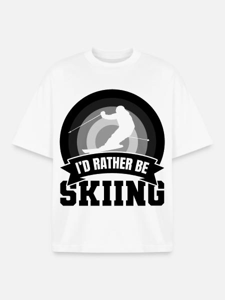 I'd rather go skiing - Boxy Heavyweight Unisex Organic T-Shirt by Stanley/Stella - white