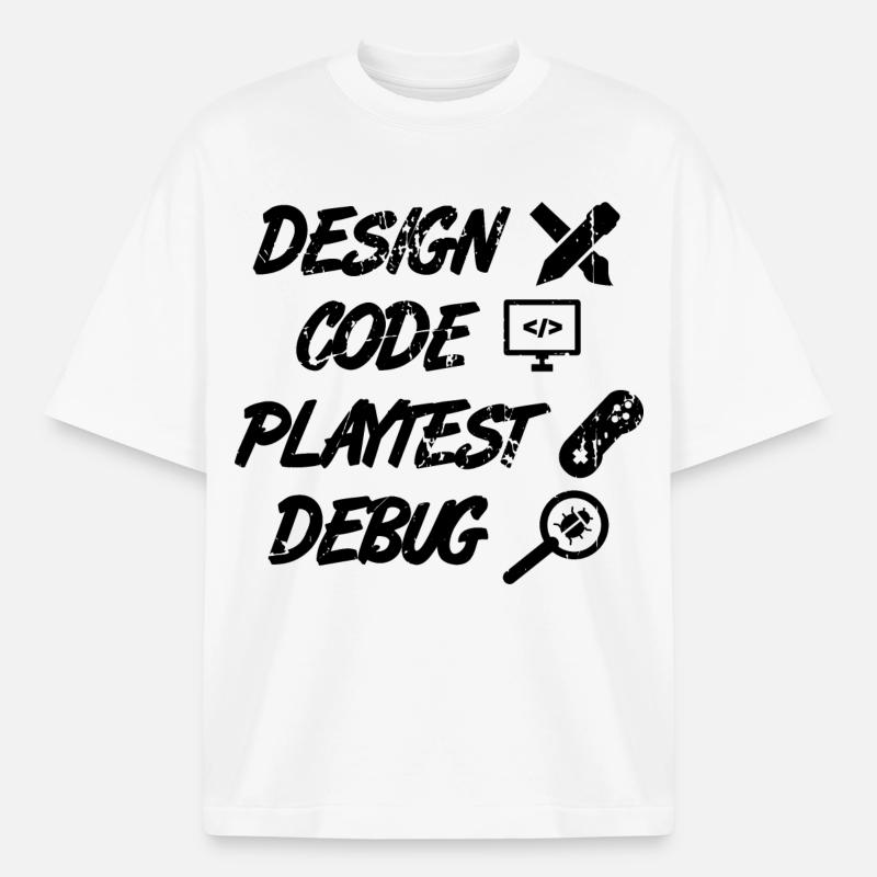 Débogage Playtest de code de conception - T-shirt unisexe boxy épais biologique Stanley/Stella - blanc