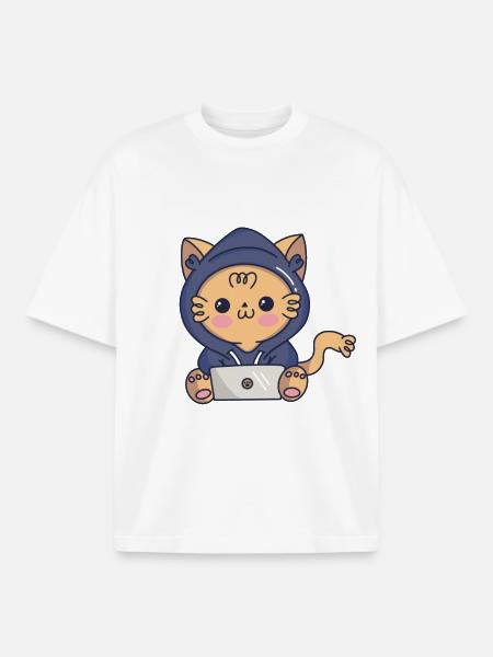Cat-cker - T-shirt unisexe boxy épais biologique Stanley/Stella - blanc