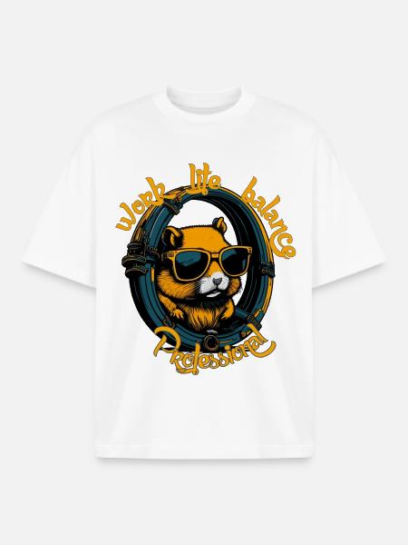Hamster Professional: Work-Life Balance - Boxy Heavyweight Unisex Organic T-Shirt by Stanley/Stella - white