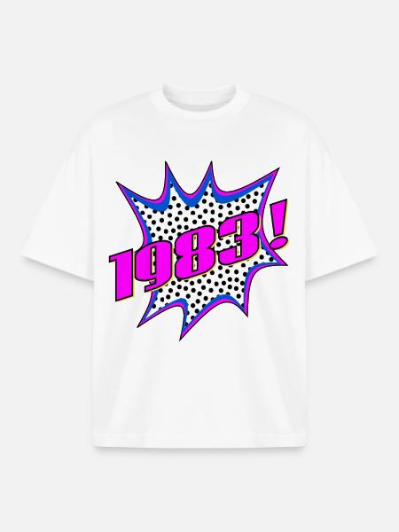 POPART YEAR OF BIRTH 1983 - Boxy Heavyweight Unisex Organic T-Shirt by Stanley/Stella - white