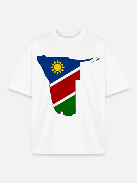 Namibia flag map - Boxy Heavyweight Unisex Organic T-Shirt by Stanley/Stella - white