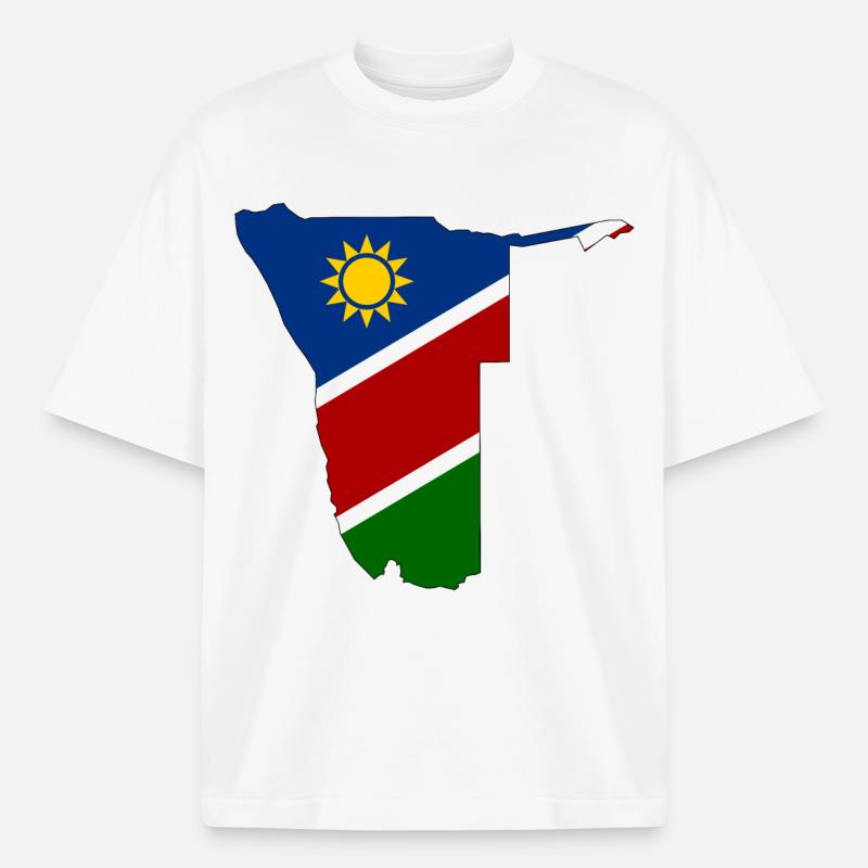 Namibia flag map - Boxy Heavyweight Unisex Organic T-Shirt by Stanley/Stella - white