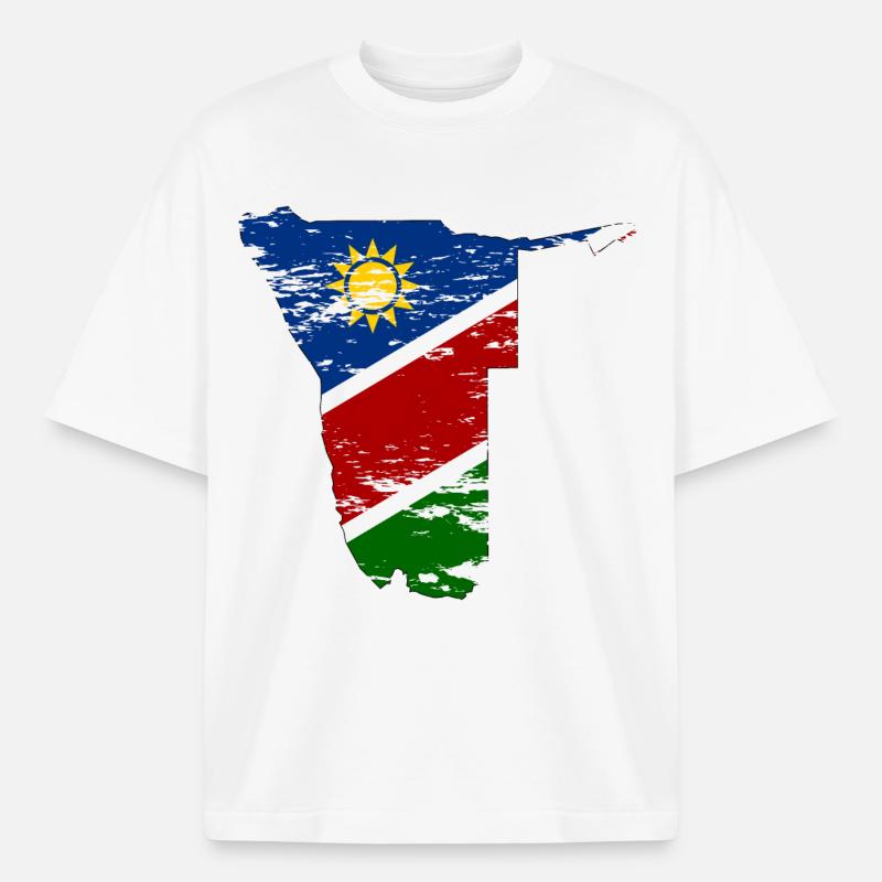 Namibia map used - Boxy Heavyweight Unisex Organic T-Shirt by Stanley/Stella - white