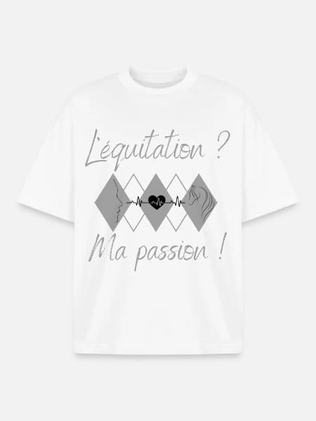 L'équitation, ma passion ! - T-shirt unisexe boxy épais biologique Stanley/Stella - blanc