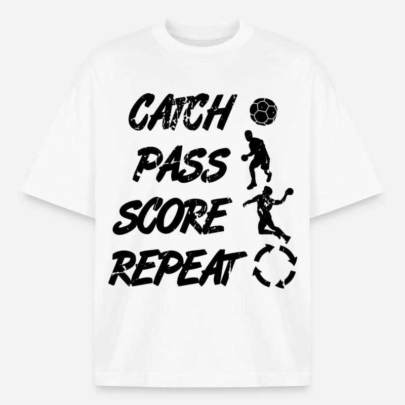 Attraper, passer, répéter, points - T-shirt unisexe épais coupe boxy Stanley/Stella - blanc