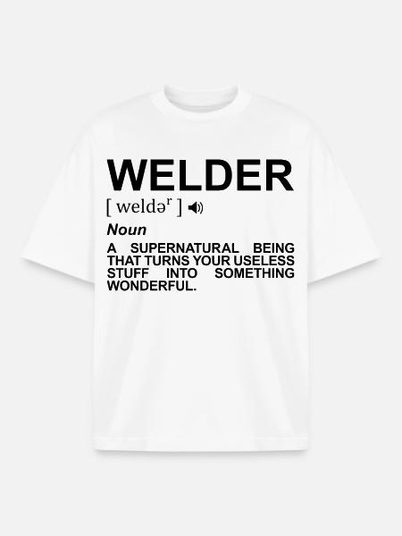 Welder Meaning - Boxy Heavyweight Unisex Organic T-Shirt by Stanley/Stella - white