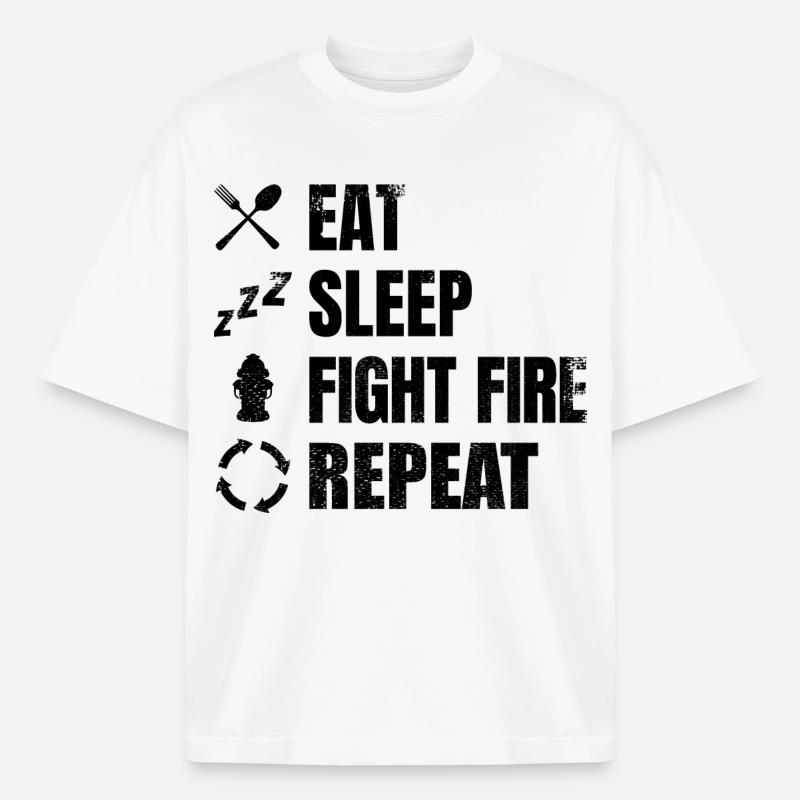 Routine des pompiers - T-shirt unisexe épais coupe boxy Stanley/Stella - blanc