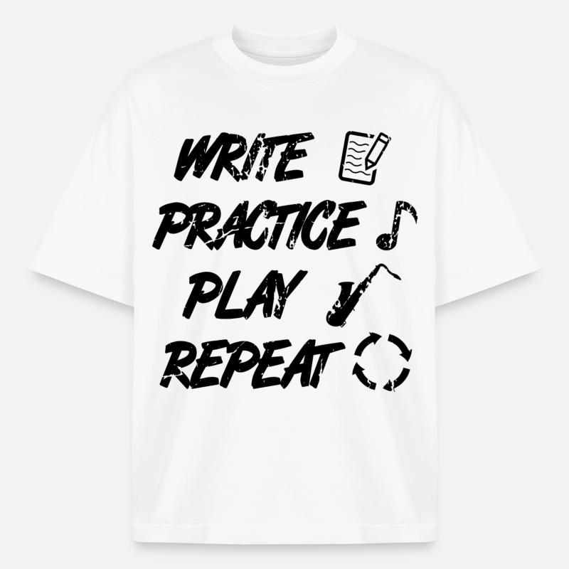 Writing, practicing, playing, repeating - Heavyweight Boxy Unisex T-Shirt by Stanley/Stella - white