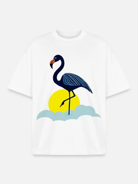 Blauer Flamingo - Boxy Heavyweight Unisex Organic T-Shirt von Stanley/Stella - Weiß