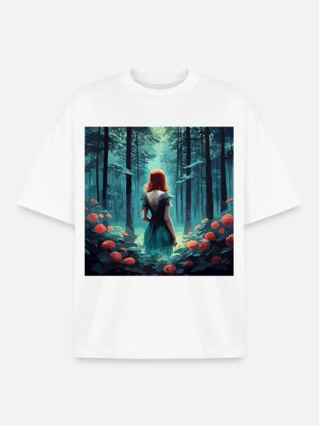 Rusalka vibrant painting dark fantasy - Boxy Heavyweight Unisex Organic T-Shirt by Stanley/Stella - white