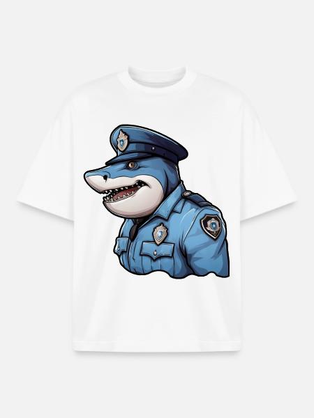 Polizei Hai - Boxy Heavyweight Unisex Organic T-Shirt von Stanley/Stella - Weiß