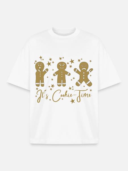 It's Cookie Time – Gingerbread Design - Boxy Heavyweight Unisex Organic T-Shirt by Stanley/Stella - white