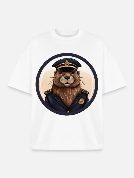 Beaver Police - Boxy Heavyweight Unisex Organic T-Shirt by Stanley/Stella - white