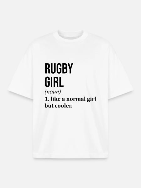 Citation drôle de fille de rugby - T-shirt unisexe boxy épais biologique Stanley/Stella - blanc