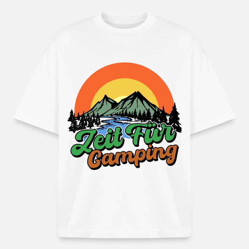 Campingplatz Camping Statement Berge Camper - Boxy Heavyweight Unisex Organic T-Shirt von Stanley/Stella - Weiß