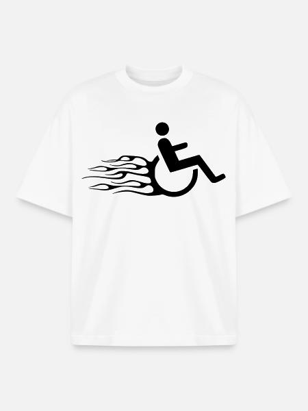 Rollstuhlsymbol mit Flammen * - Boxy Heavyweight Unisex Organic T-Shirt von Stanley/Stella - Weiß