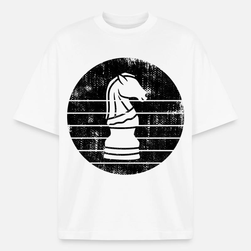 Dessin de chevalier d’échecs - T-shirt unisexe épais coupe boxy Stanley/Stella - blanc