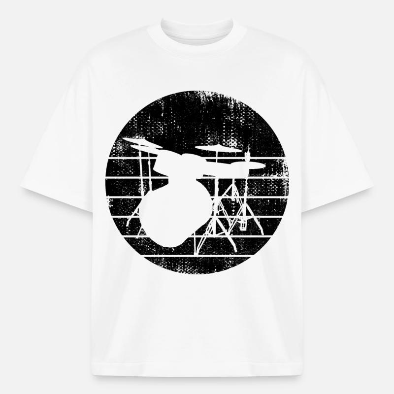 Dessin de percussion - T-shirt unisexe épais coupe boxy Stanley/Stella - blanc