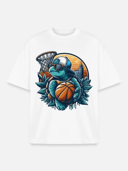 Basketball Turtle Sunglasses Gift - Boxy Heavyweight Unisex Organic T-Shirt by Stanley/Stella - white