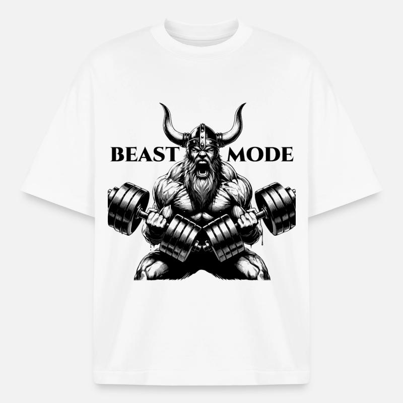 Viking Dumbbell Training Biceps Geschen - Boxy Heavyweight Unisex Organic T-Shirt by Stanley/Stella - white