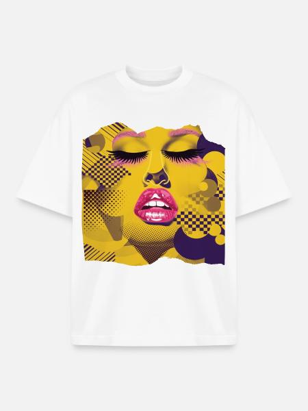 Pop Art Yellow and Pink - Boxy Heavyweight Unisex Organic T-Shirt by Stanley/Stella - white