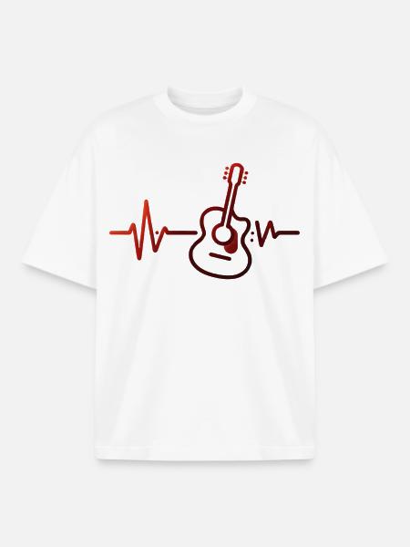 Heartbeat Minimalist Design T-Shirt. - Boxy Heavyweight Unisex Organic T-Shirt by Stanley/Stella - white