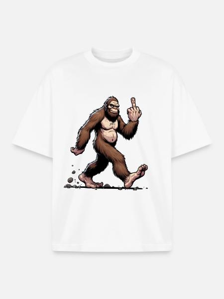 Naughty Bigfoot Walking - Humorous Design. - Boxy Heavyweight Unisex Organic T-Shirt by Stanley/Stella - white