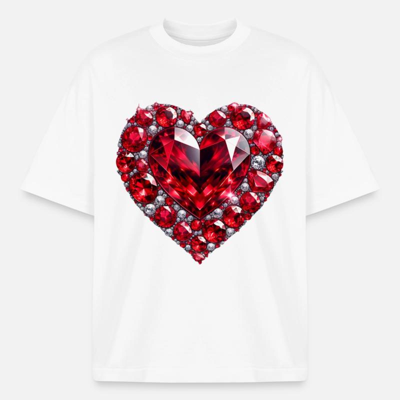 Crystal Love Ruby - Heavyweight Boxy Unisex T-Shirt by Stanley/Stella - white