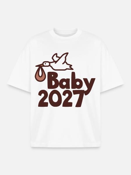 Stork Baby 2027 - Boxy Heavyweight Unisex Organic T-Shirt by Stanley/Stella - white