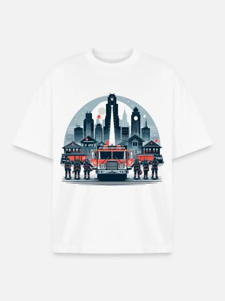 Firefighters City Gift - Boxy Heavyweight Unisex Organic T-Shirt by Stanley/Stella - white