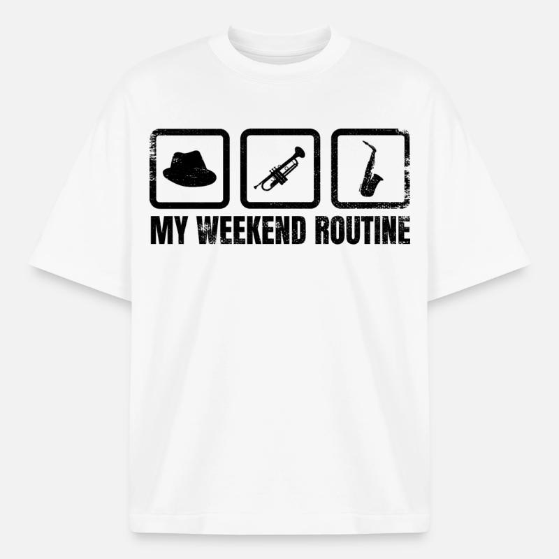 My Weekend Routine - Heavyweight Boxy Unisex T-Shirt by Stanley/Stella - white