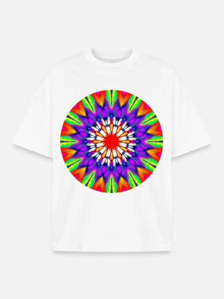 Kaleidoskop Mandala Farbrausch - Boxy Heavyweight Unisex Organic T-Shirt von Stanley/Stella - Weiß