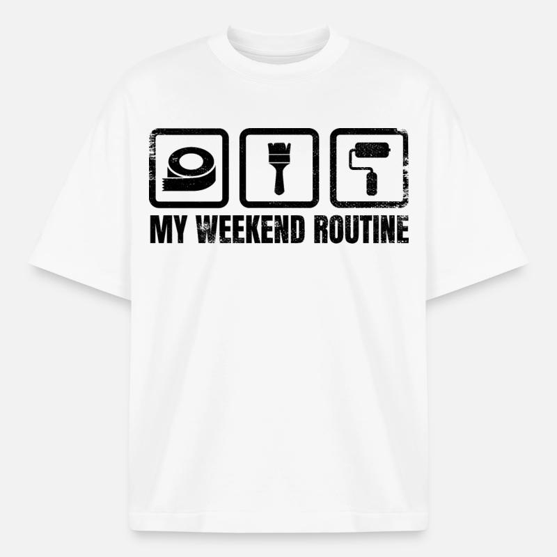 Painter Weekend Routine - Heavyweight Boxy Unisex T-Shirt by Stanley/Stella - white