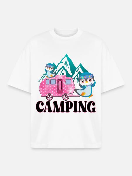 CAMPING CAMPINGSPLATZ PINGUINE - T-shirt unisexe boxy épais biologique Stanley/Stella - blanc