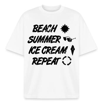 Eiscreme Liebhaber Routine - Boxy Heavyweight Unisex Organic T-Shirt by Stanley/Stella - white - Front - AI Model Male 185 light (185cm) & AI Model Female 172 dark (172cm)