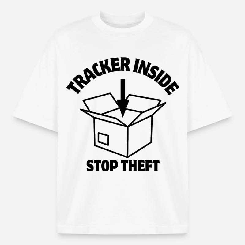 Security, Parcel Lock, Inside Tracker - Boxy Heavyweight Unisex Organic T-Shirt by Stanley/Stella - white