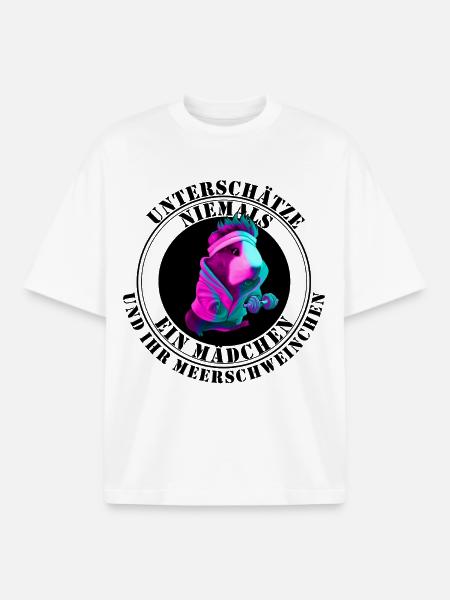 Cochon d’Inde Graphique Meerschweinchen - T-shirt unisexe boxy épais biologique Stanley/Stella - blanc