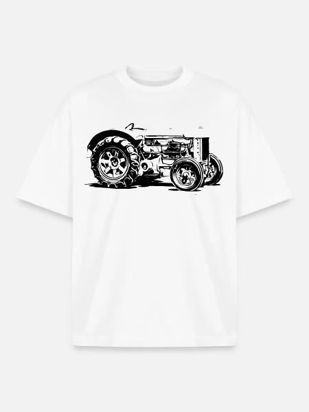 Old Model F Tractor - Boxy Heavyweight Unisex Organic T-Shirt by Stanley/Stella - white