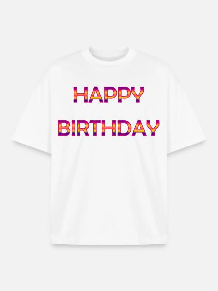 ANNIVERSARY. HAPPY BIRTHDAY. HAPPY BIRTHDAY. - Boxy Heavyweight Unisex Organic T-Shirt by Stanley/Stella - white
