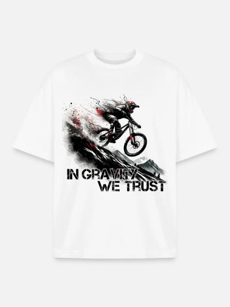 Downhill Gravity Trust MTB Gift - Boxy Heavyweight Unisex Organic T-Shirt by Stanley/Stella - white